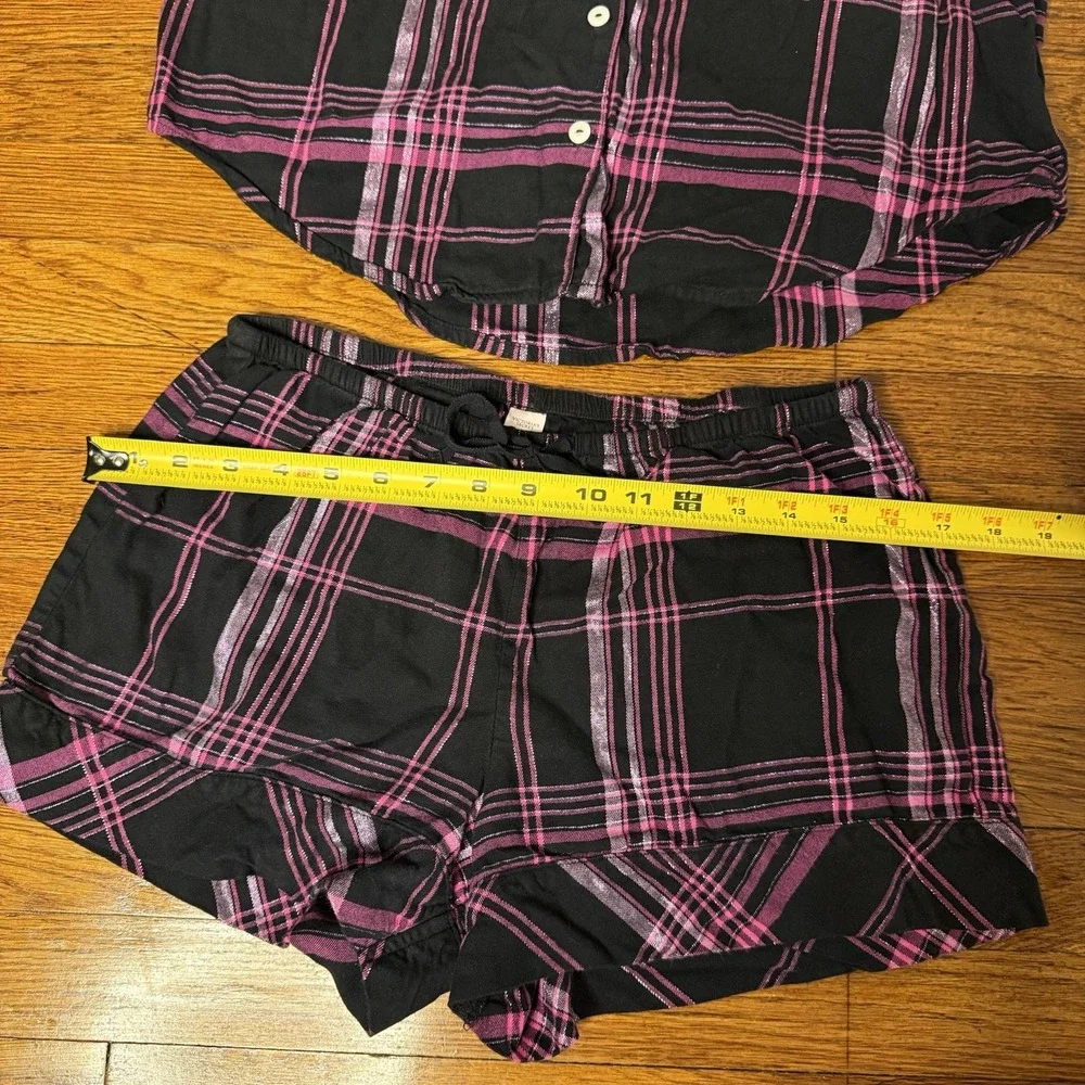 Victoria's Secret plaid pajama set Shirts/shirt Black And Pink Size XS